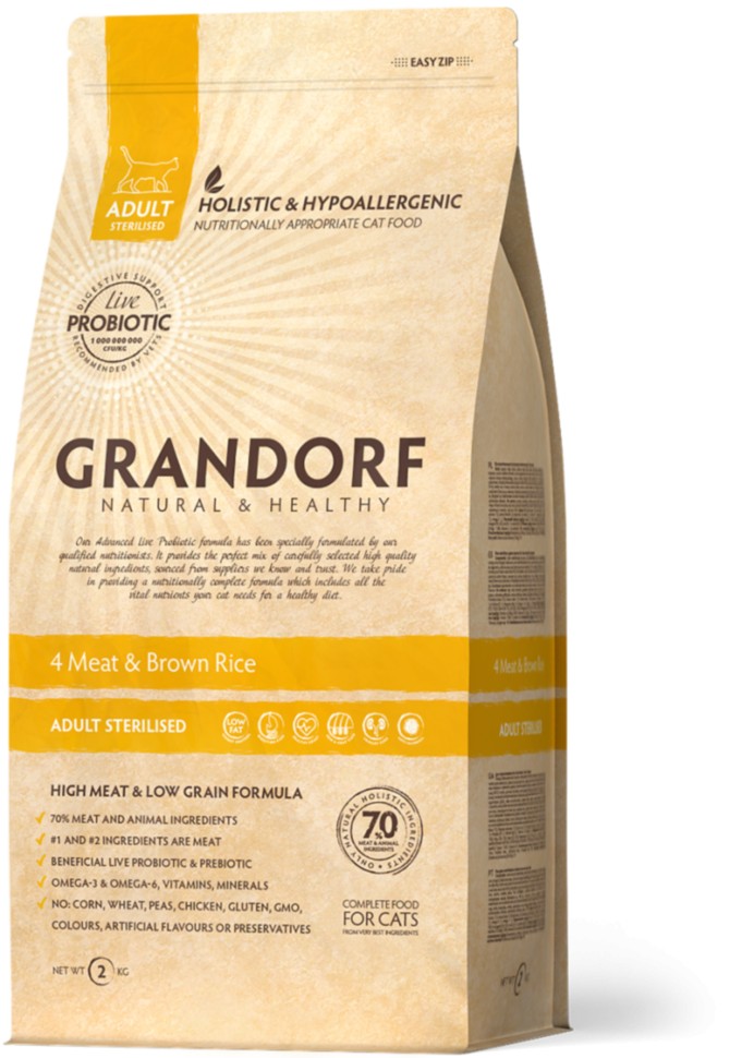 Сухой корм ГРАНДОРФ Для стерилизованных кошек GRANDORF Living Probiotics 4 Meat Sterilized 4 вида мяса с рисом 400 гр
Сухой корм ГРАНДОРФ Для стерилизованных кошек GRANDORF Living Probiotics 4 Meat Sterilized 4 вида мяса с рисом 400 гр