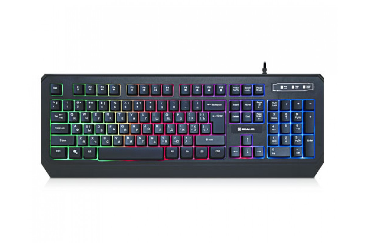 Клавиатура игровая проводная REAL-EL Comfort 7001 Backlit USB с подсветкой Black
Клавиатура игровая проводная REAL-EL Comfort 7001 Backlit USB с подсветкой Black