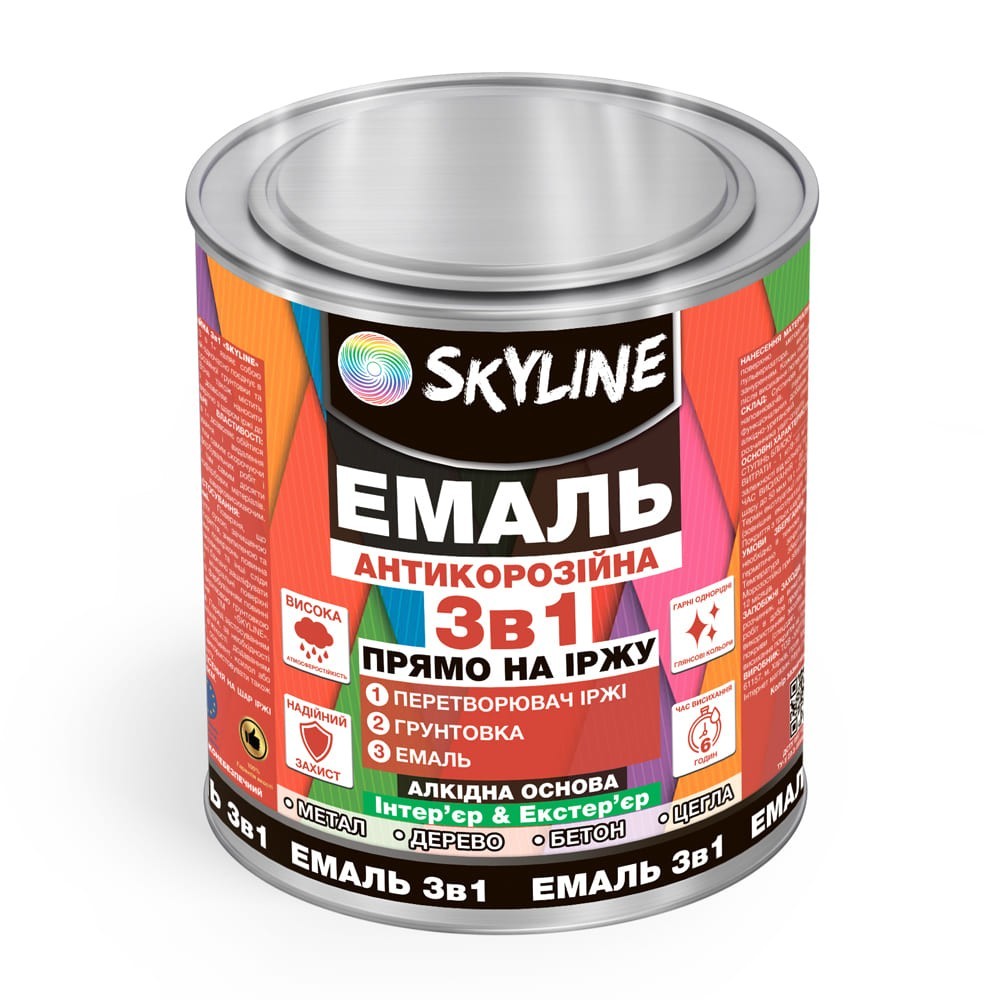 Эмаль алкидная 3 в 1 по ржавчине антикоррозионная «Skyline» Красно-коричневый 2.5 кг
Эмаль алкидная 3 в 1 по ржавчине антикоррозионная «Skyline» Красно-коричневый 2.5 кг
