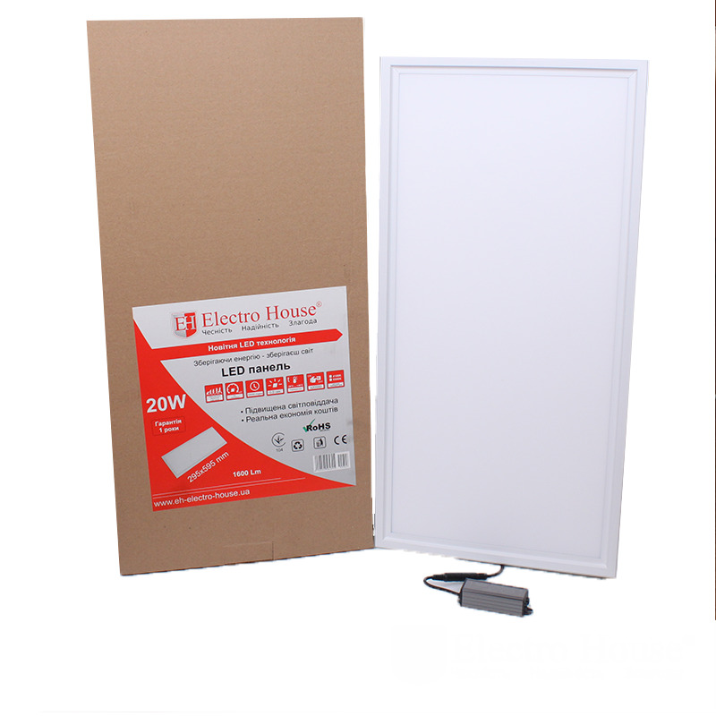 LED панель Прямоугольная 6500К 295х595мм 20 Вт 1800 Лм EH-PB-0012 Electro House
LED панель Прямоугольная 6500К 295х595мм 20 Вт 1800 Лм EH-PB-0012 Electro House