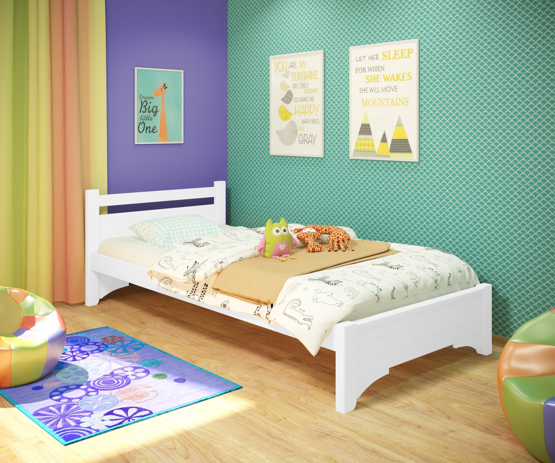 Кровать односпальная RainbowDream Дюпон 80х190 см белый массив ольхи, без ящиков
Кровать односпальная RainbowDream Дюпон 80х190 см белый массив ольхи, без ящиков