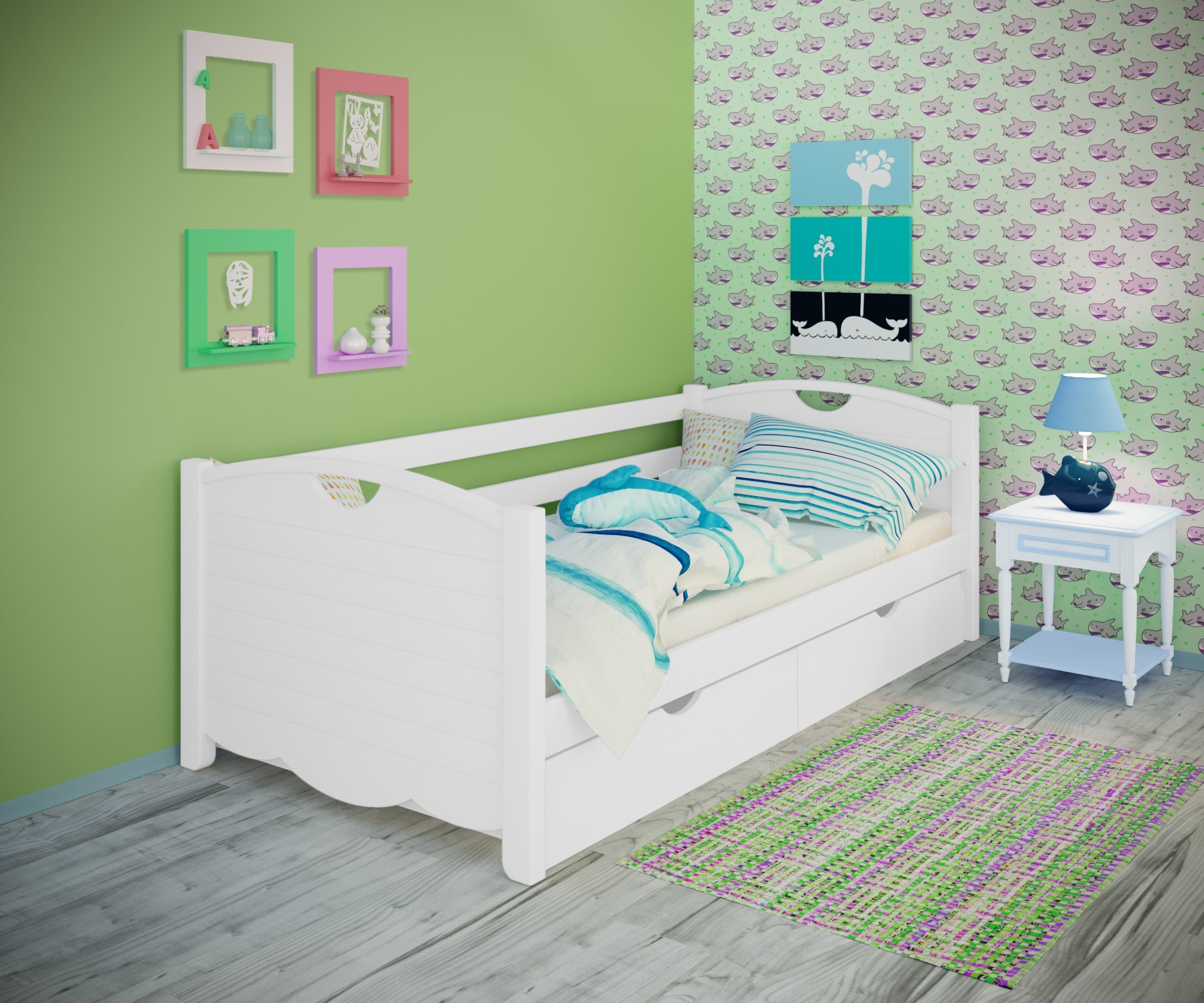 Кровать односпальная тахта RainbowDream Белла 80х190 см белый массив ольхи, с ящиками
Кровать односпальная тахта RainbowDream Белла 80х190 см белый массив ольхи, с ящиками