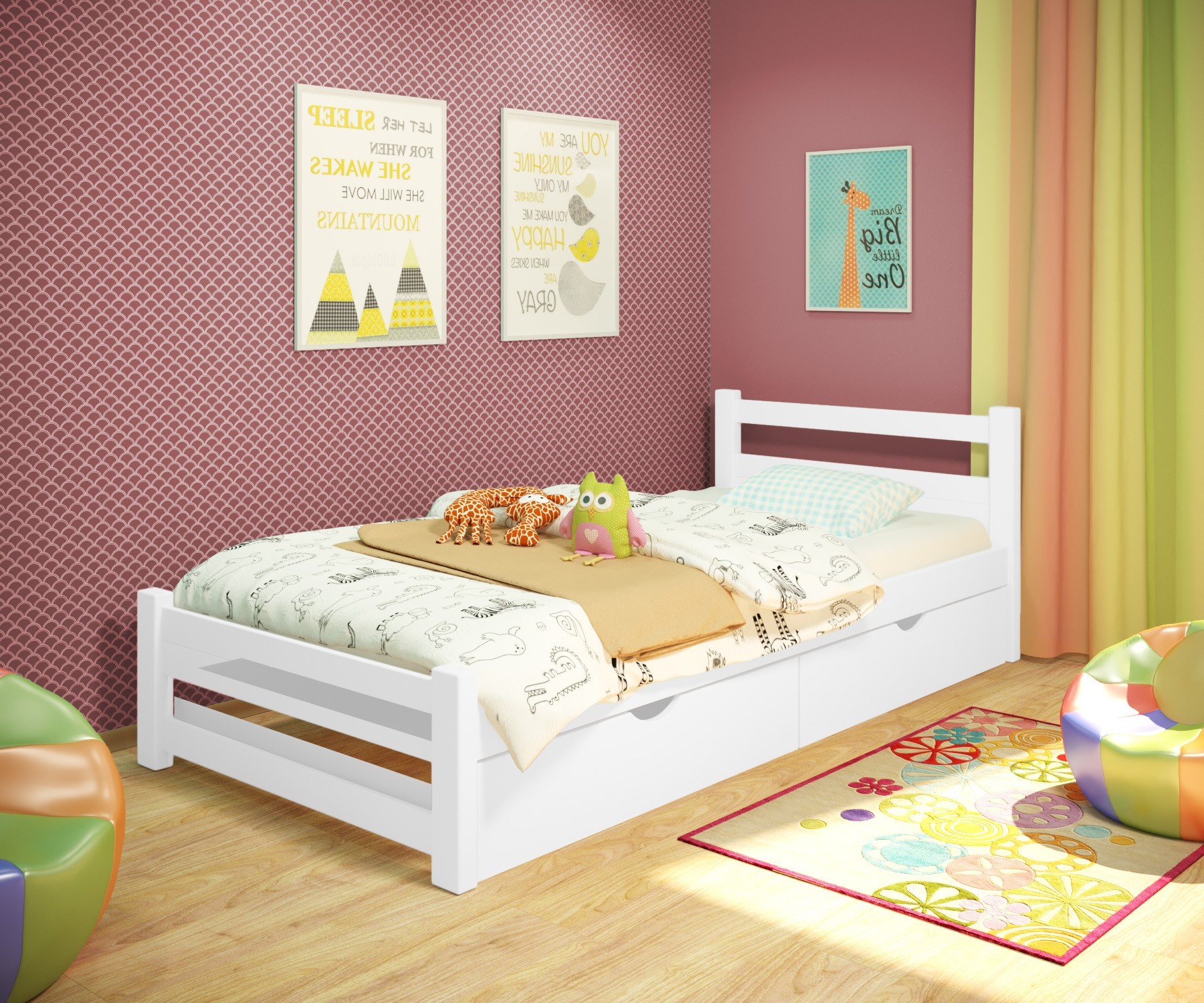 Кровать односпальная RainbowDream Филипп 80х190 см белый массив ольхи, с ящиками
Кровать односпальная RainbowDream Филипп 80х190 см белый массив ольхи, с ящиками