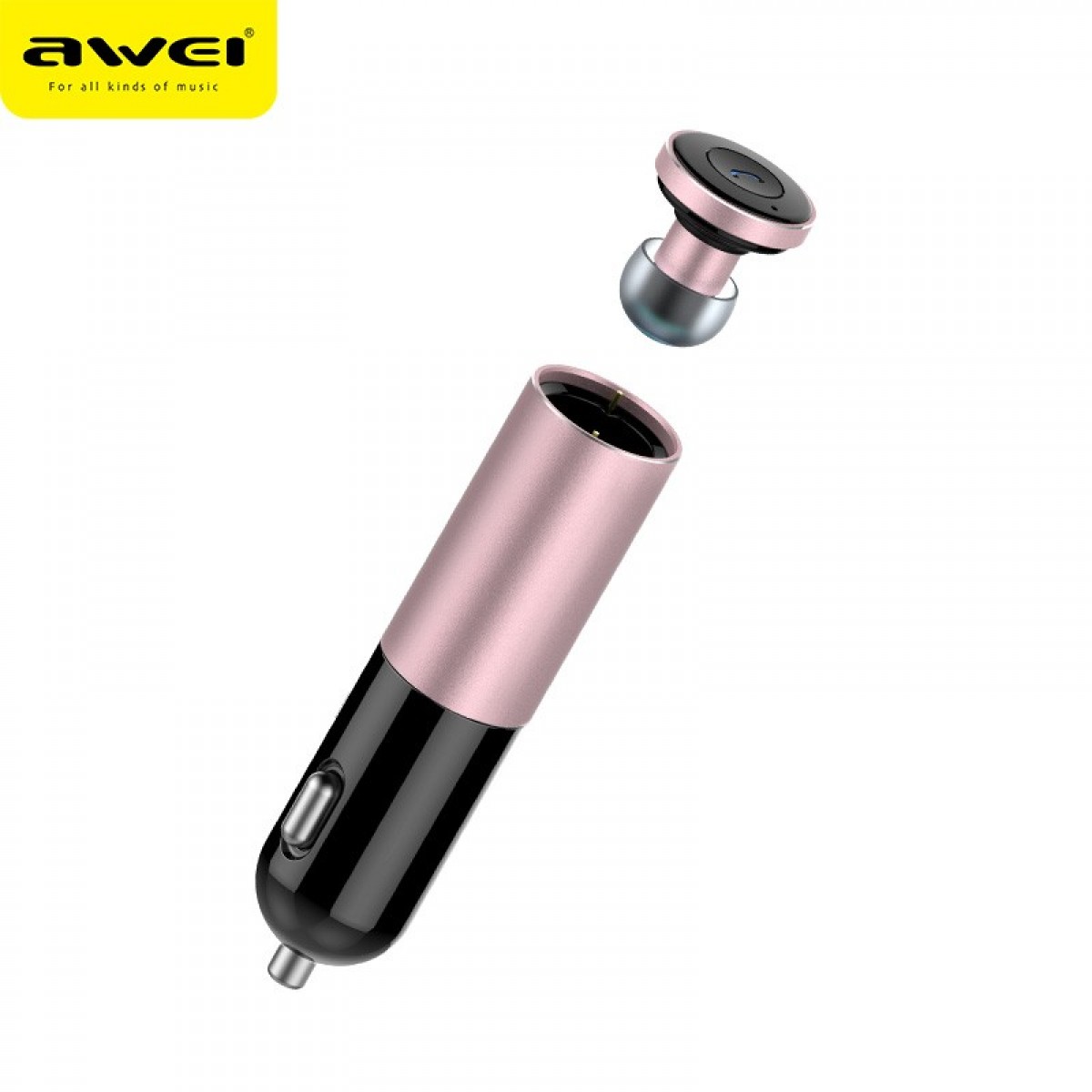 Автомобильное зарядное устройство + Bluetooth гарнитура Awei A870BL (1USB, 2.1А) rose gold
Автомобильное зарядное устройство + Bluetooth гарнитура Awei A870BL (1USB, 2.1А) rose gold