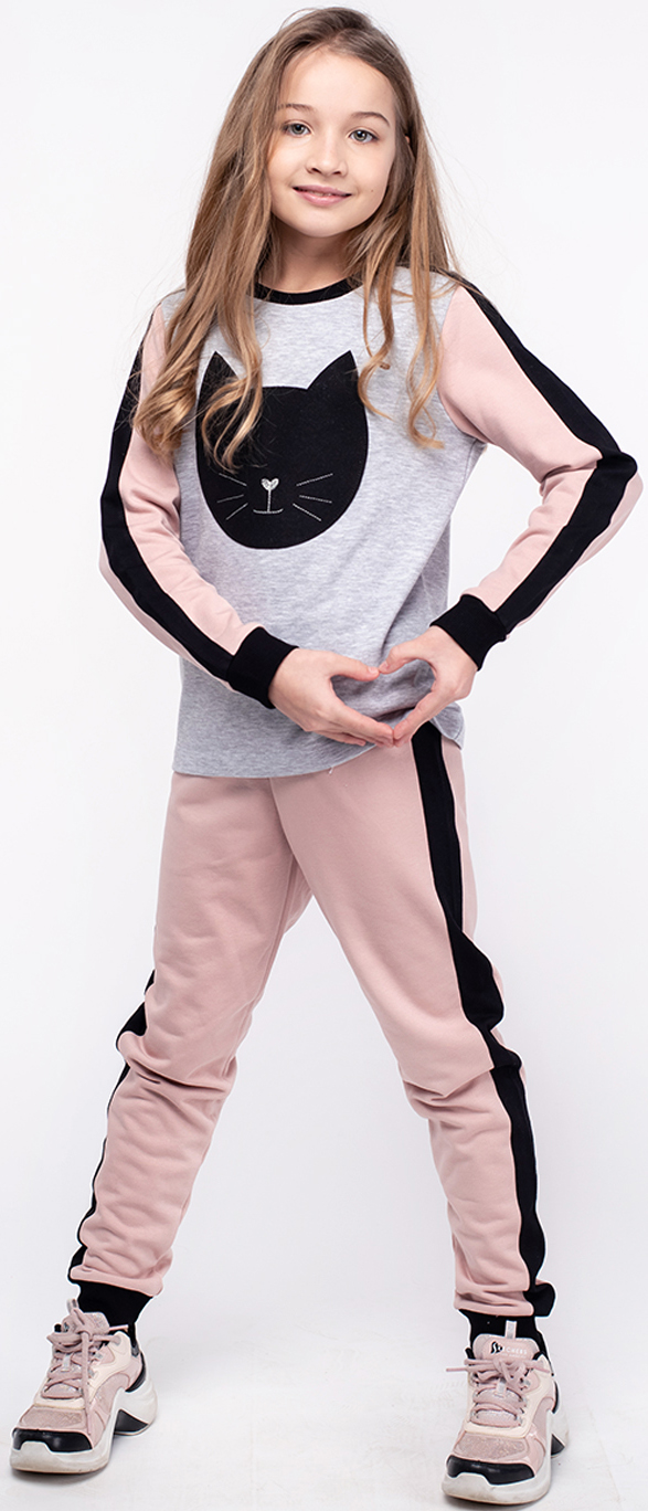 Спортивный костюм Vidoli G-19617W 104 см Пудровый с серым 
Спортивный костюм Vidoli G-19617W 104 см Пудровый с серым