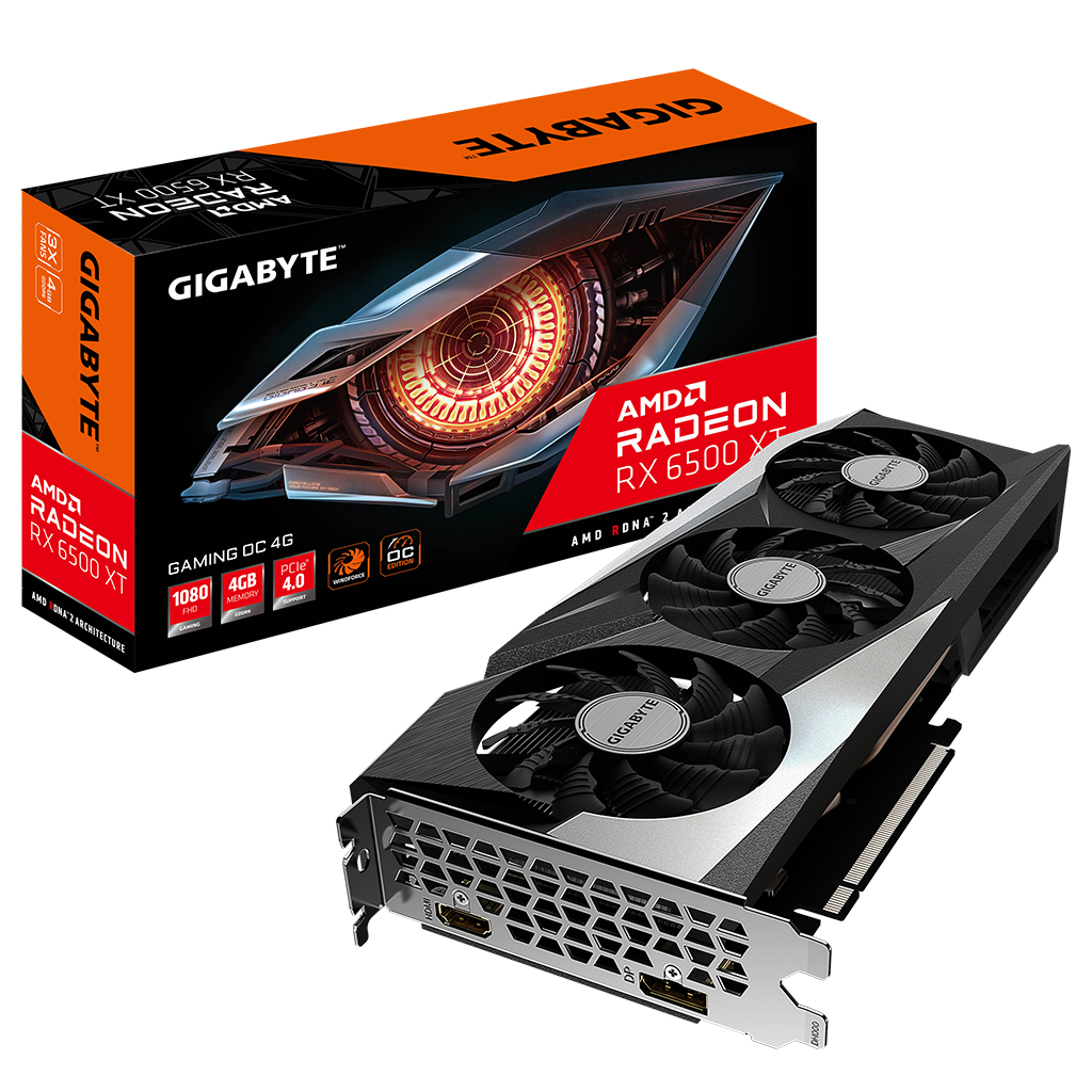 Видеокарта GIGABYTE Radeon RX 6500 XT 4Gb GAMING OC (GV-R65XTGAMING OC-4GD)
Видеокарта GIGABYTE Radeon RX 6500 XT 4Gb GAMING OC (GV-R65XTGAMING OC-4GD)