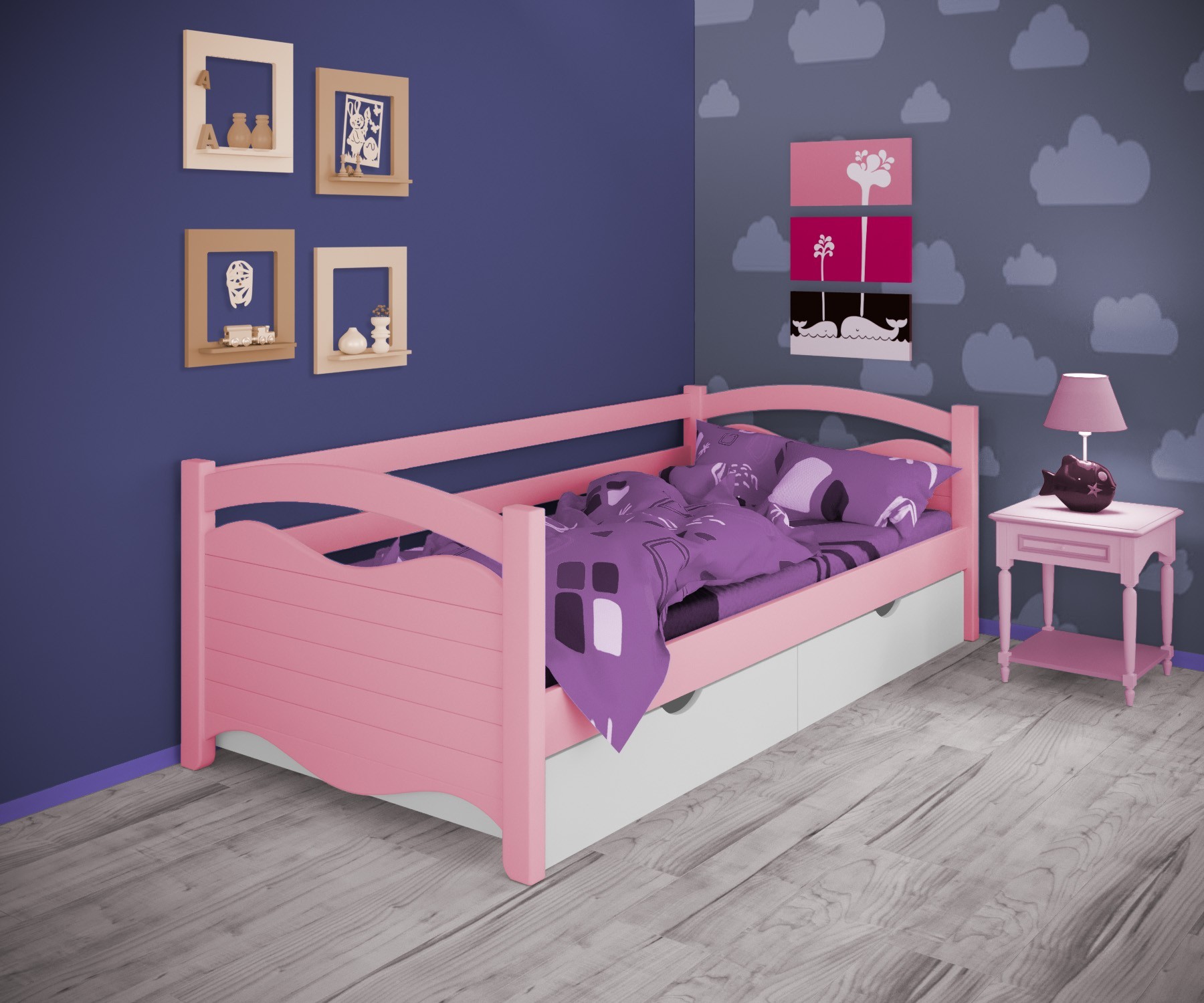 Кровать односпальная тахта RainbowDream Фабертино 90х190 см розовый массив ольхи, с ящиками
Кровать односпальная тахта RainbowDream Фабертино 90х190 см розовый массив ольхи, с ящиками