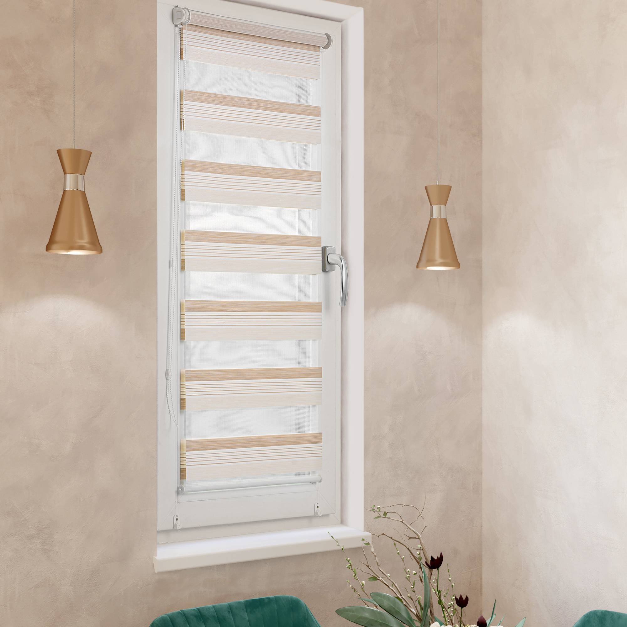 Ролет тканевый Roll deLuxe День Ночь Латте 130x160 см 
Ролет тканевый Roll deLuxe День Ночь Латте 130x160 см