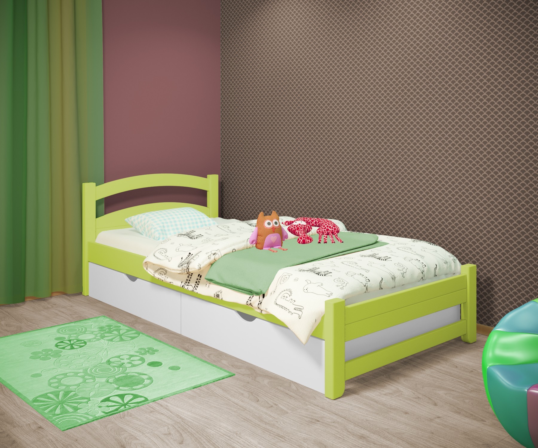 Кровать односпальная RainbowDream Милана 80х180 см зеленый массив ольхи, с ящиками
Кровать односпальная RainbowDream Милана 80х180 см зеленый массив ольхи, с ящиками