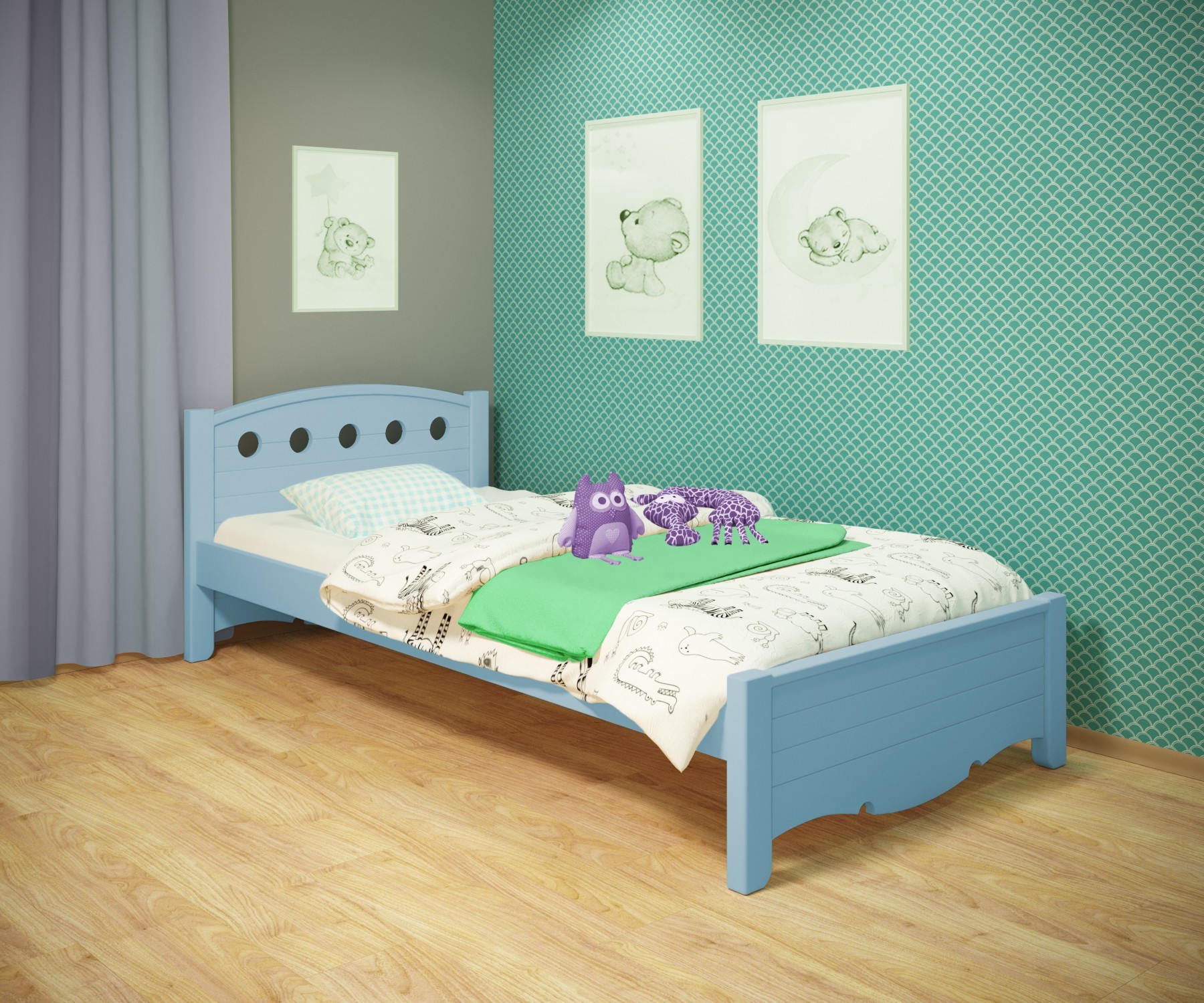 Кровать односпальная RainbowDream Анри 80х200 см зеленый массив ольхи, без ящиков
Кровать односпальная RainbowDream Анри 80х200 см зеленый массив ольхи, без ящиков