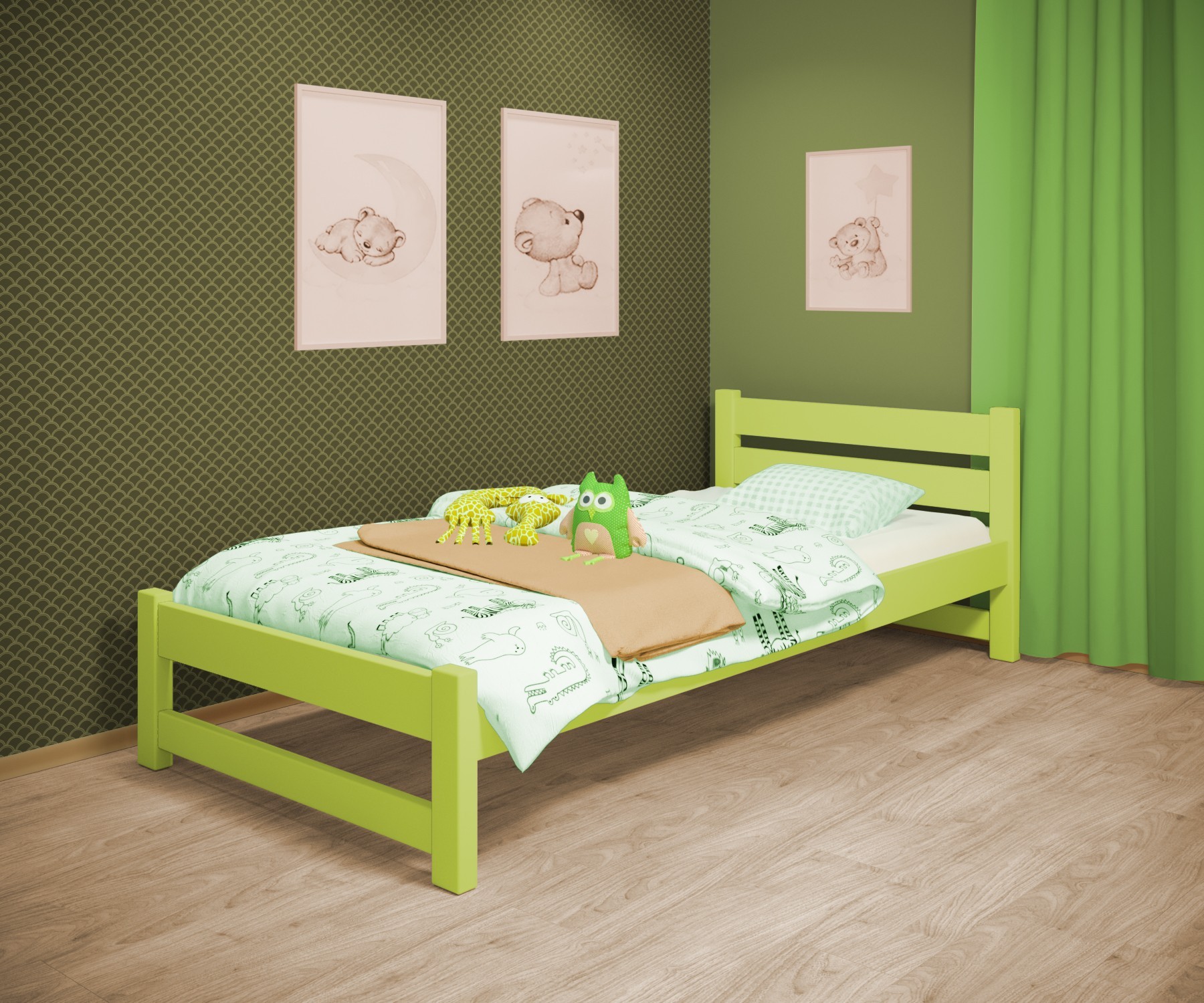 Кровать односпальная RainbowDream Мартино 70х140 см зеленый массив ольхи, без ящиков
Кровать односпальная RainbowDream Мартино 70х140 см зеленый массив ольхи, без ящиков