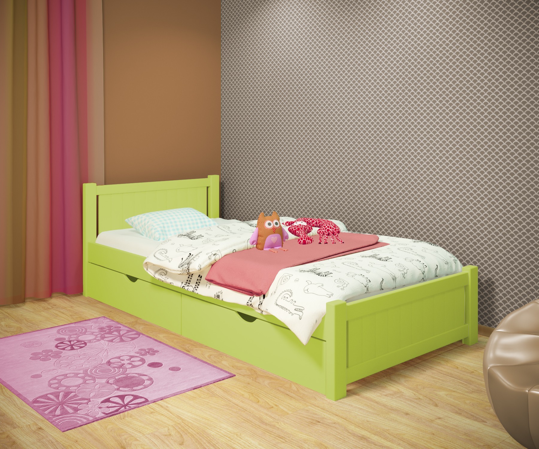 Кровать односпальная RainbowDream Лимонти 80х160 см зеленый массив ольхи, с ящиками
Кровать односпальная RainbowDream Лимонти 80х160 см зеленый массив ольхи, с ящиками