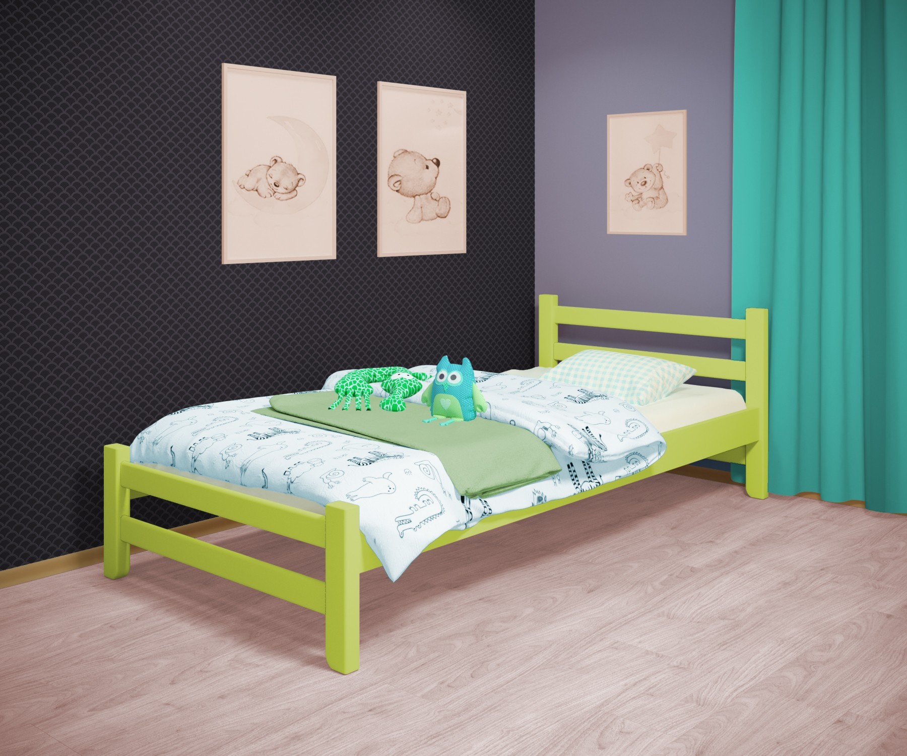 Кровать односпальная RainbowDream Томас 90х190 см зеленый массив ольхи, без ящиков
Кровать односпальная RainbowDream Томас 90х190 см зеленый массив ольхи, без ящиков