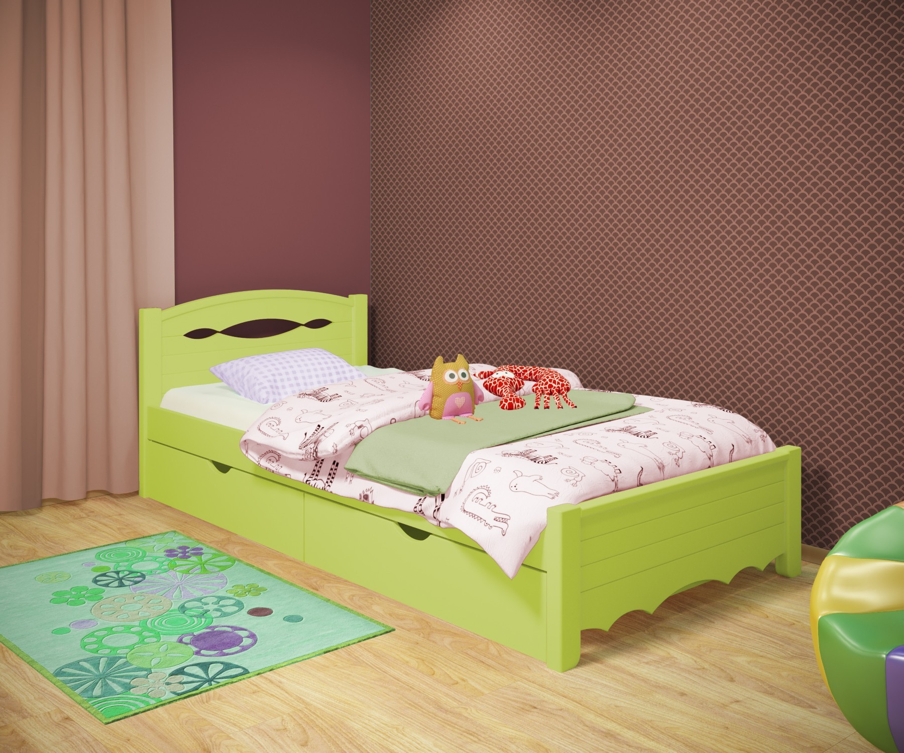 Кровать односпальная RainbowDream Новус 80х200 см зеленый массив ольхи, с ящиками
Кровать односпальная RainbowDream Новус 80х200 см зеленый массив ольхи, с ящиками