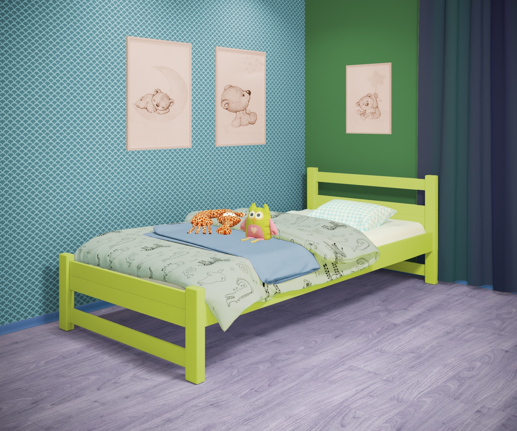 Кровать односпальная RainbowDream Филипп 80х160 см зеленый массив ольхи, без ящиков
Кровать односпальная RainbowDream Филипп 80х160 см зеленый массив ольхи, без ящиков