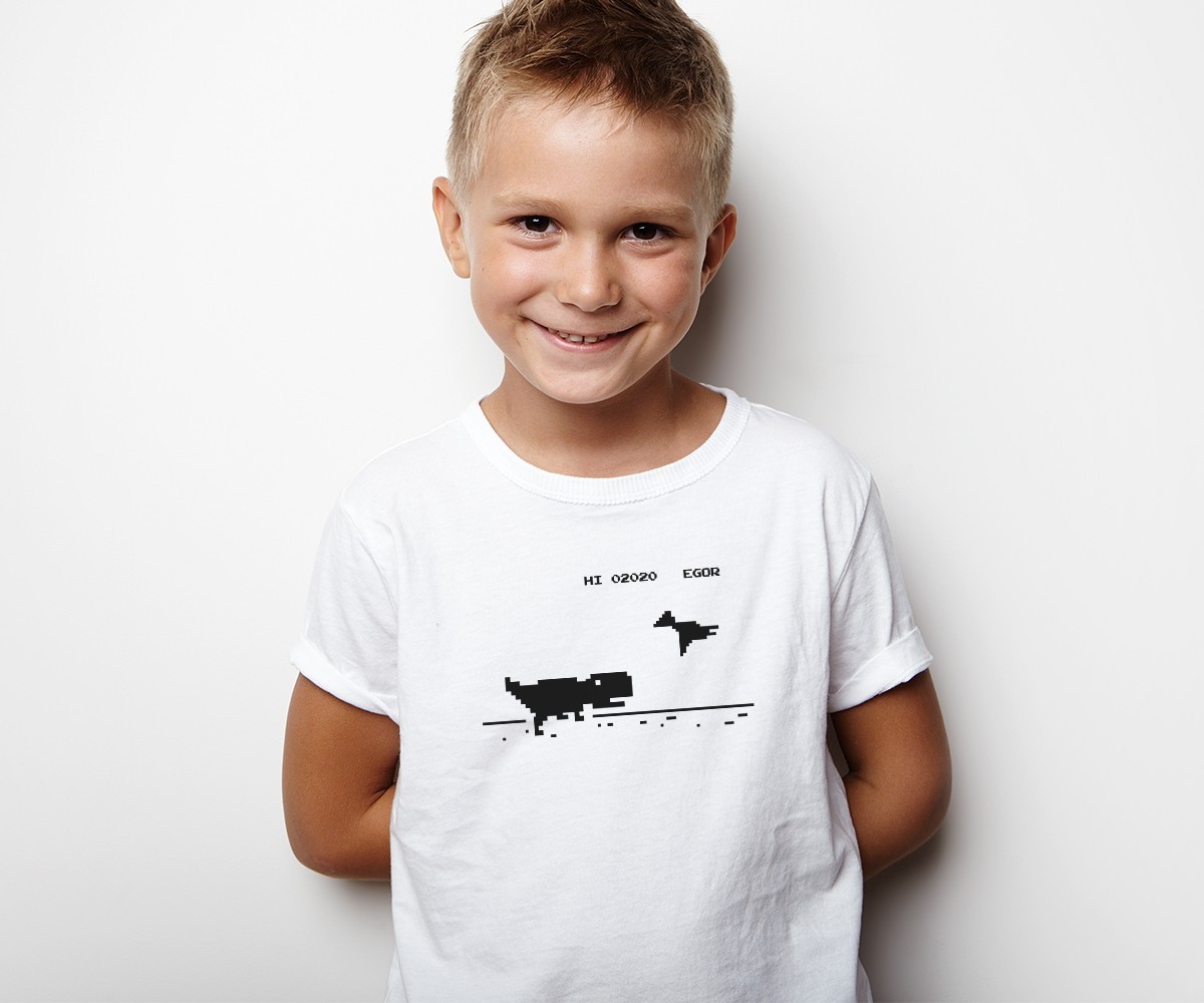 Футболка для мальчиков, белая с принтом "Google T-Rex - Run". Рост 128 см (7-8 лет) TM WallZoo. 100% хлопок.
Футболка для мальчиков, белая с принтом "Google T-Rex - Run". Рост 128 см (7-8 лет) TM WallZoo. 100% хлопок.