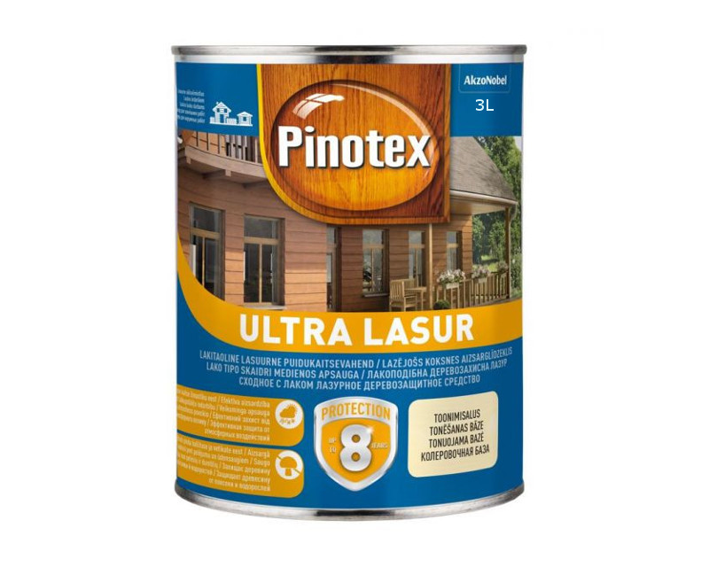 Лазурь-лак антисептический PINOTEX ULTRA LASUR для древесины полуматовый бесцветный 3л
Лазурь-лак антисептический PINOTEX ULTRA LASUR для древесины полуматовый бесцветный 3л