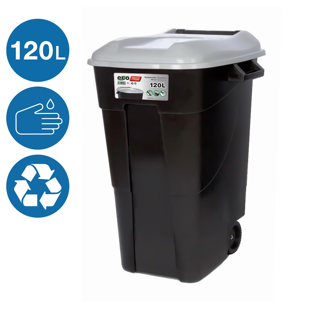 Бак контейнер для мусора EcoTayg 120л Испания 60х56,8х88,6 см с крышкой и ручками на колесах
Бак контейнер для мусора EcoTayg 120л Испания 60х56,8х88,6 см с крышкой и ручками на колесах