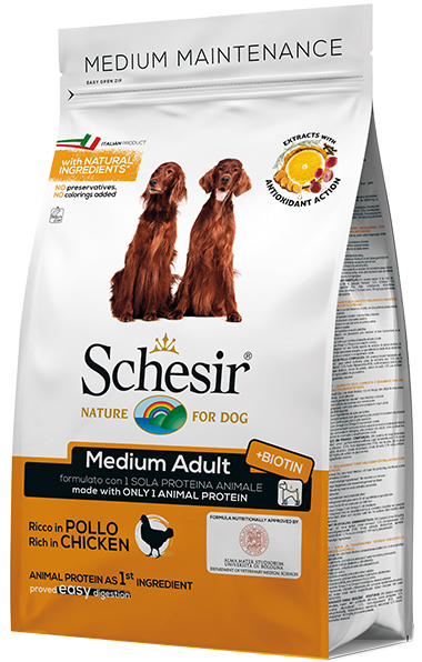 Сухой монопротеиновый корм Schesir Dog Medium Adult Chicken для взрослых собак средних пород с курицей 3 кг
Сухой монопротеиновый корм Schesir Dog Medium Adult Chicken для взрослых собак средних пород с курицей 3 кг