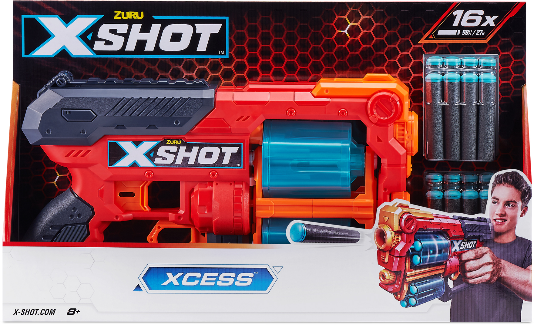 Скорострельный бластер Zuru X Shot Red Excel Xcess TK 12 16 патронов