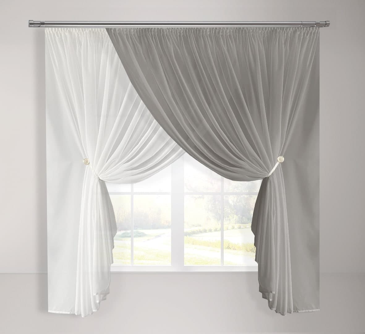 Кухонная шифоновая занавеска Adagio Windows Decor с пышной сборкой бело-графитная в размере 2,8х1,7м
Кухонная шифоновая занавеска Adagio Windows Decor с пышной сборкой бело-графитная в размере 2,8х1,7м