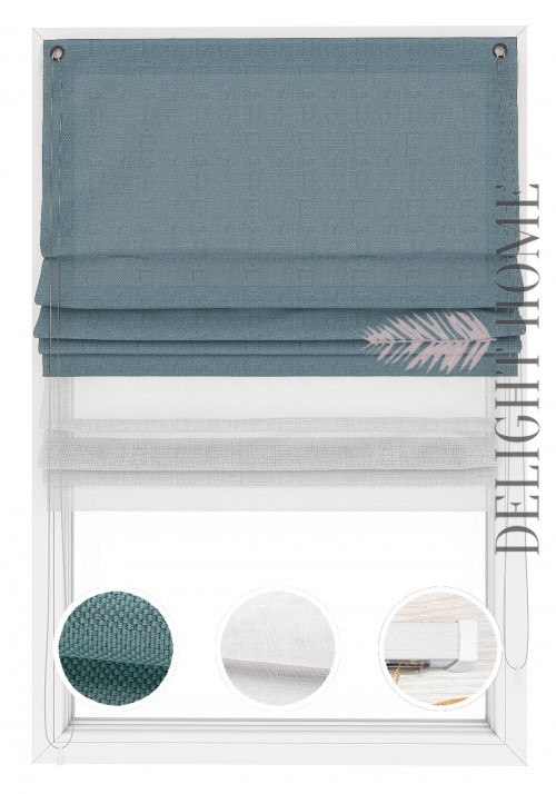 Двойная римская штора Twin I&H Рогожка Димаут Бирюзовая и Тюль Лён 150*170 см 
Двойная римская штора Twin I&H Рогожка Димаут Бирюзовая и Тюль Лён 150*170 см