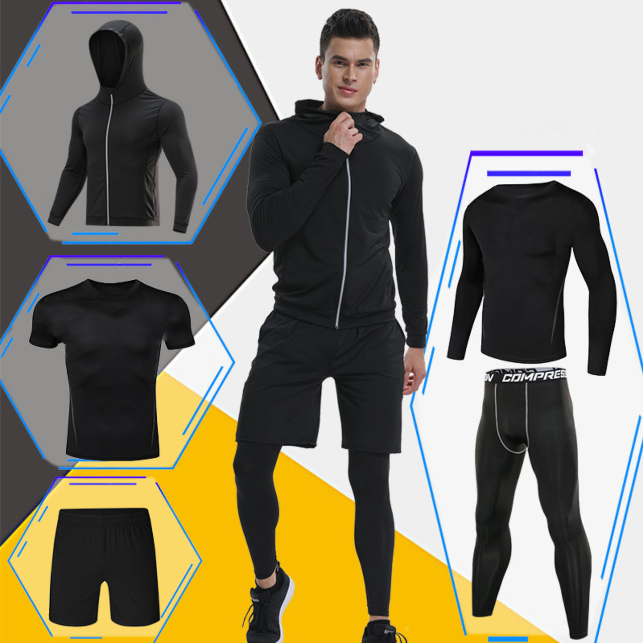 Мужской спортивный комплект Overgym 5в1 черный, Мужской спортивный комплект Overgym 5в1 черный XL
Мужской спортивный комплект Overgym 5в1 черный, Мужской спортивный комплект Overgym 5в1 черный XL