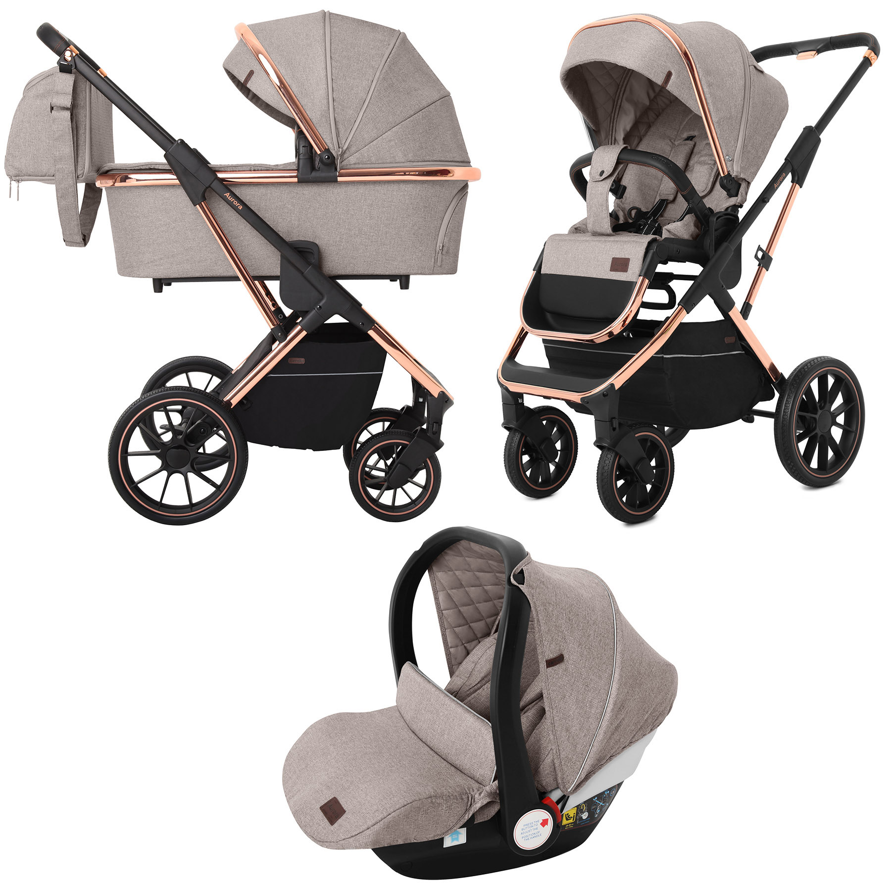 Коляска универсальная 3 в 1 Carrello Aurora CRL-6502 Almond Beige с автокреслом и золотистым шасси + дождевик, 3 чехла на ножки и сумка-пеленатор
Коляска универсальная 3 в 1 Carrello Aurora CRL-6502 Almond Beige с автокреслом и золотистым шасси + дождевик, 3 чехла на ножки и сумка-пеленатор