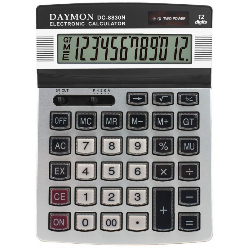 Калькулятор бухгалтерский Daymon 142x195мм 12 разрядный серебряный (DС 8830N)
Калькулятор бухгалтерский Daymon 142x195мм 12 разрядный серебряный (DС 8830N)