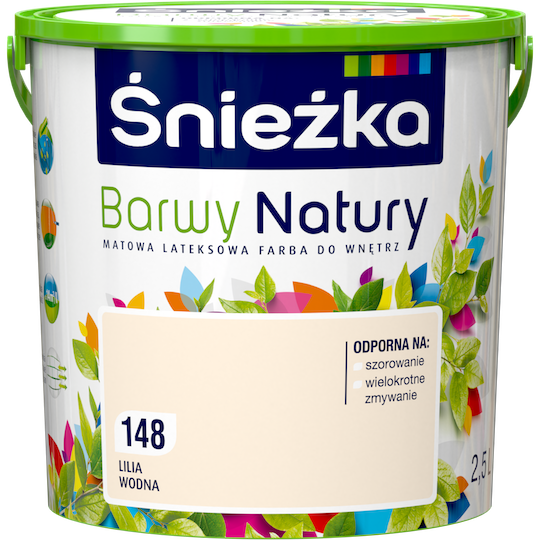 Матовая латексная краска для интерьеров Sniezka Barwy Natury 148Т Слоновая кость ВОДЯНАЯ ЛИЛИЯ 2.5л
Матовая латексная краска для интерьеров Sniezka Barwy Natury 148Т Слоновая кость ВОДЯНАЯ ЛИЛИЯ 2.5л