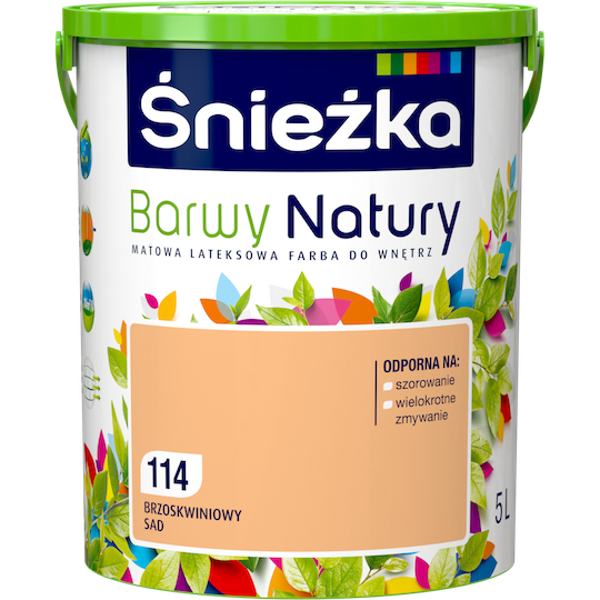 Матовая латексная краска для интерьеров Sniezka Barwy Natury 114Т Персиковый ПЕРСИКОВЫЙ САД 5л
Матовая латексная краска для интерьеров Sniezka Barwy Natury 114Т Персиковый ПЕРСИКОВЫЙ САД 5л