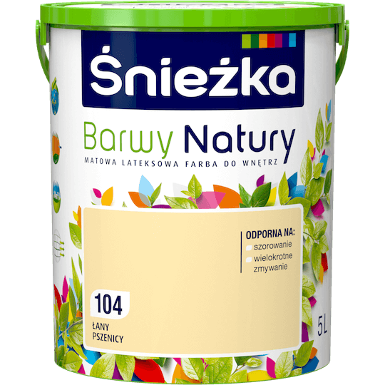 Матовая латексная краска для интерьеров Sniezka Barwy Natury 104Т Желтый ПШЕНИЧНЫЕ ЛАНЫ 5л
Матовая латексная краска для интерьеров Sniezka Barwy Natury 104Т Желтый ПШЕНИЧНЫЕ ЛАНЫ 5л
