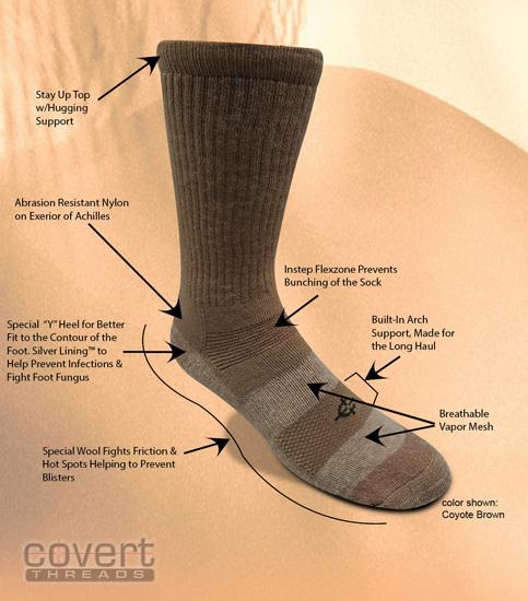 Антибактериальные носки Covert Threads Sand Military Boot Sock Medium, Coyote Brown
Антибактериальные носки Covert Threads Sand Military Boot Sock Medium, Coyote Brown