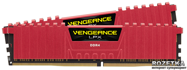 Оперативная память Corsair DDR4-3200 16384MB PC4-25600 (Kit of 2x8192) Vengeance LPX (CMK16GX4M2B3200C16R) Red
Оперативная память Corsair DDR4-3200 16384MB PC4-25600 (Kit of 2x8192) Vengeance LPX (CMK16GX4M2B3200C16R) Red