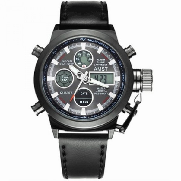 Мужские кварцевые часы AMST Black наручные армейские на кожаном ремешке + коробка (1094-0010)
Мужские кварцевые часы AMST Black наручные армейские на кожаном ремешке + коробка (1094-0010)