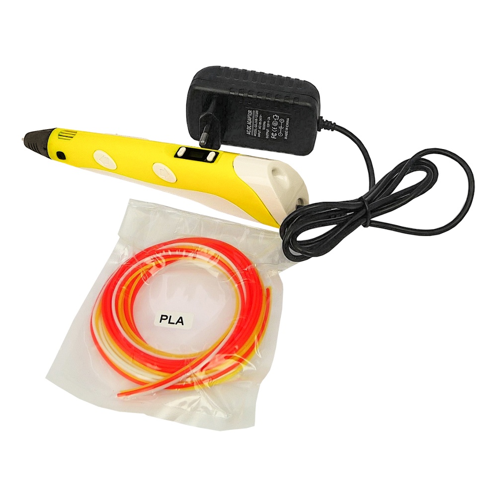 3D ручка 3D Pen V2/D2 с LCD дисплеем 5B/2А жёлтая 
3D ручка 3D Pen V2/D2 с LCD дисплеем 5B/2А жёлтая