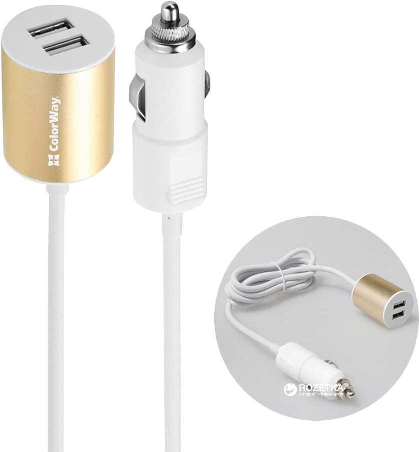 Автомобильное зарядное устройство ColorWay 2 USB 2.1 A 1.2 м White (CW-CHA004-WT)
Автомобильное зарядное устройство ColorWay 2 USB 2.1 A 1.2 м White (CW-CHA004-WT)
