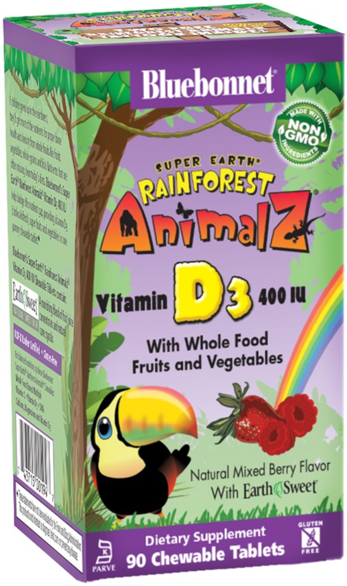 Витамины Bluebonnet Nutrition Rainforest Animalz Витамин D3 400IU Ягоды 90 жевательных таблеток (743715001947)
Витамины Bluebonnet Nutrition Rainforest Animalz Витамин D3 400IU Ягоды 90 жевательных таблеток (743715001947)