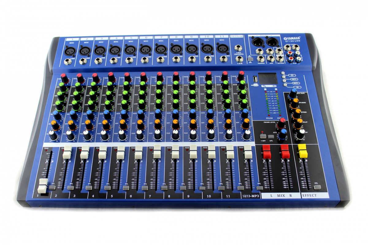 Аудио микшер Mixer 12USB CT12 12 канальный с 48В фантомным питанием+AUX, эффект,регуляторы PAN и фейдеры
Аудио микшер Mixer 12USB CT12 12 канальный с 48В фантомным питанием+AUX, эффект,регуляторы PAN и фейдеры