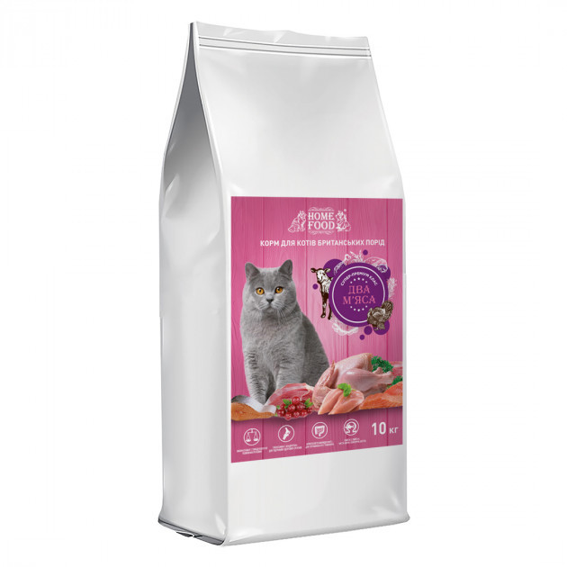 Корм для взрослых кошек породы Британская короткошерстная Home Food с индейкой и телятиной 10 кг (4828333981000)
Корм для взрослых кошек породы Британская короткошерстная Home Food с индейкой и телятиной 10 кг (4828333981000)
