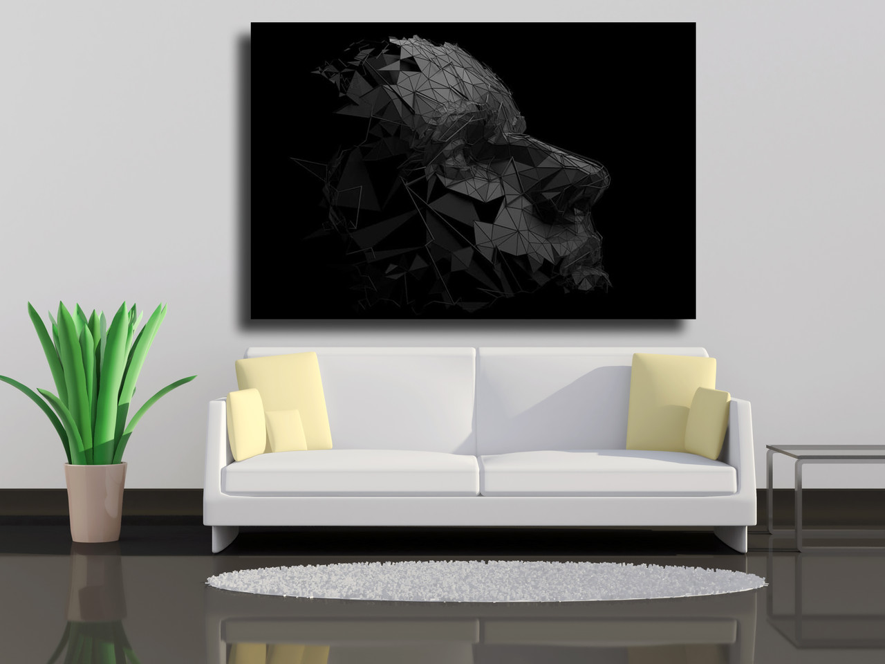 Картина на холсте Многоугольное лицо человека черно-белое 100х70 
Картина на холсте Многоугольное лицо человека черно-белое 100х70