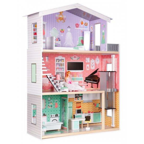 Большой игровой Кукольный домик Ecotoys 4128 Candy деревянный 3 этажа и 4 комнаты + лифт + терраса + кукла и аксессуары 87 х 32 х 114 см Белый
Большой игровой Кукольный домик Ecotoys 4128 Candy деревянный 3 этажа и 4 комнаты + лифт + терраса + кукла и аксессуары 87 х 32 х 114 см Белый