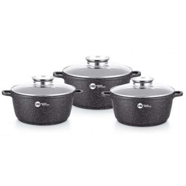 Набор посуды кастрюль HIGHER KITCHEN HK-301 из 6 предметов с мраморным покрытием черный
Набор посуды кастрюль HIGHER KITCHEN HK-301 из 6 предметов с мраморным покрытием черный