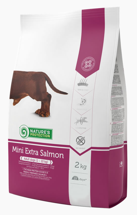Сухой корм Nature's Protection Dog Mini Extra Salmon для взрослых собак мелких пород (лосось) 2 кг
Сухой корм Nature's Protection Dog Mini Extra Salmon для взрослых собак мелких пород (лосось) 2 кг
