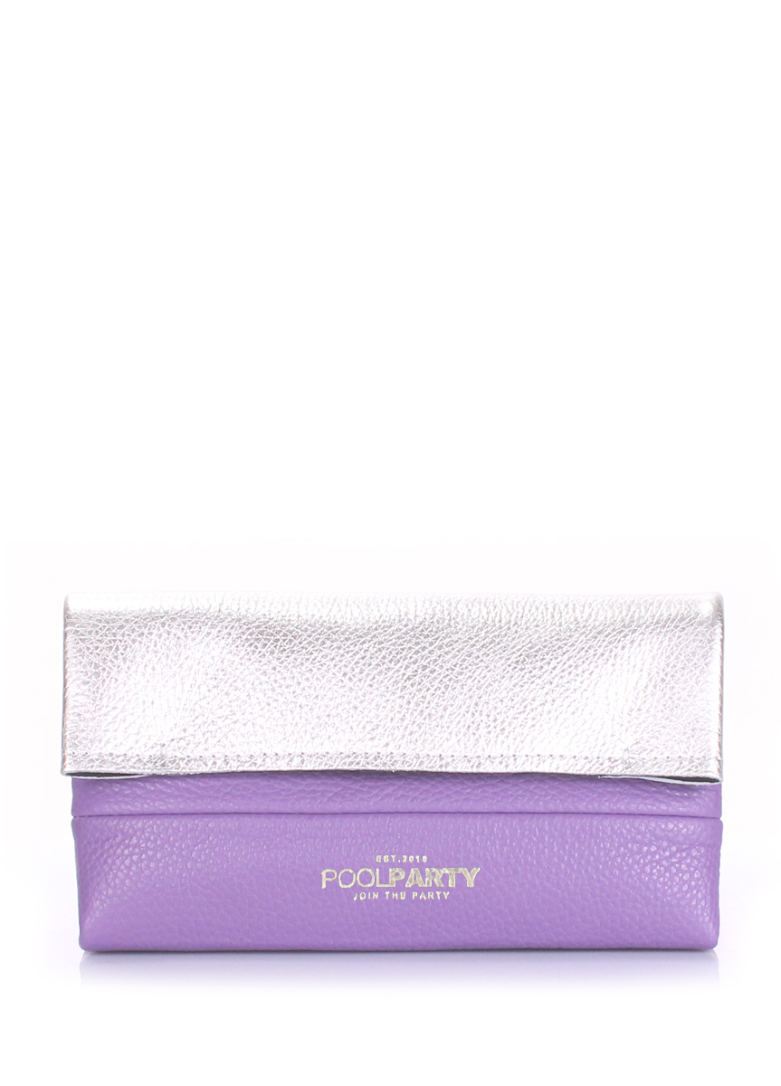 Кожаная косметичка клатч 2NITE серебрянная с фиолетовым 
Кожаная косметичка клатч 2NITE серебрянная с фиолетовым