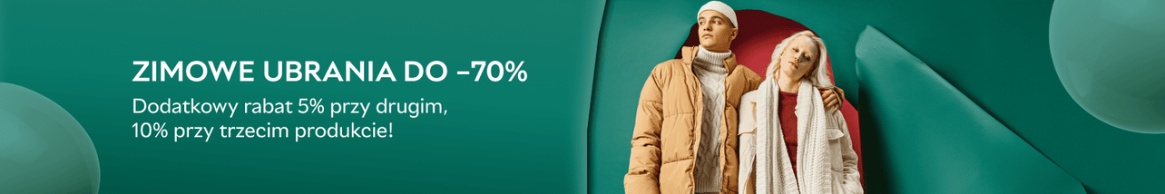 Zimowe ubrania do -70%! ❄️ Dodatkowe rabaty: 5% na drugi, 10% na trzeci produkt!