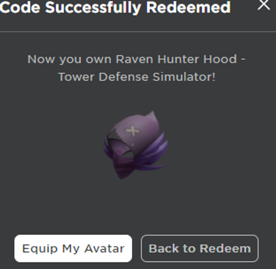 Buy Roblox - Raven Hunter Hood - Tower Defense Simulator (PC