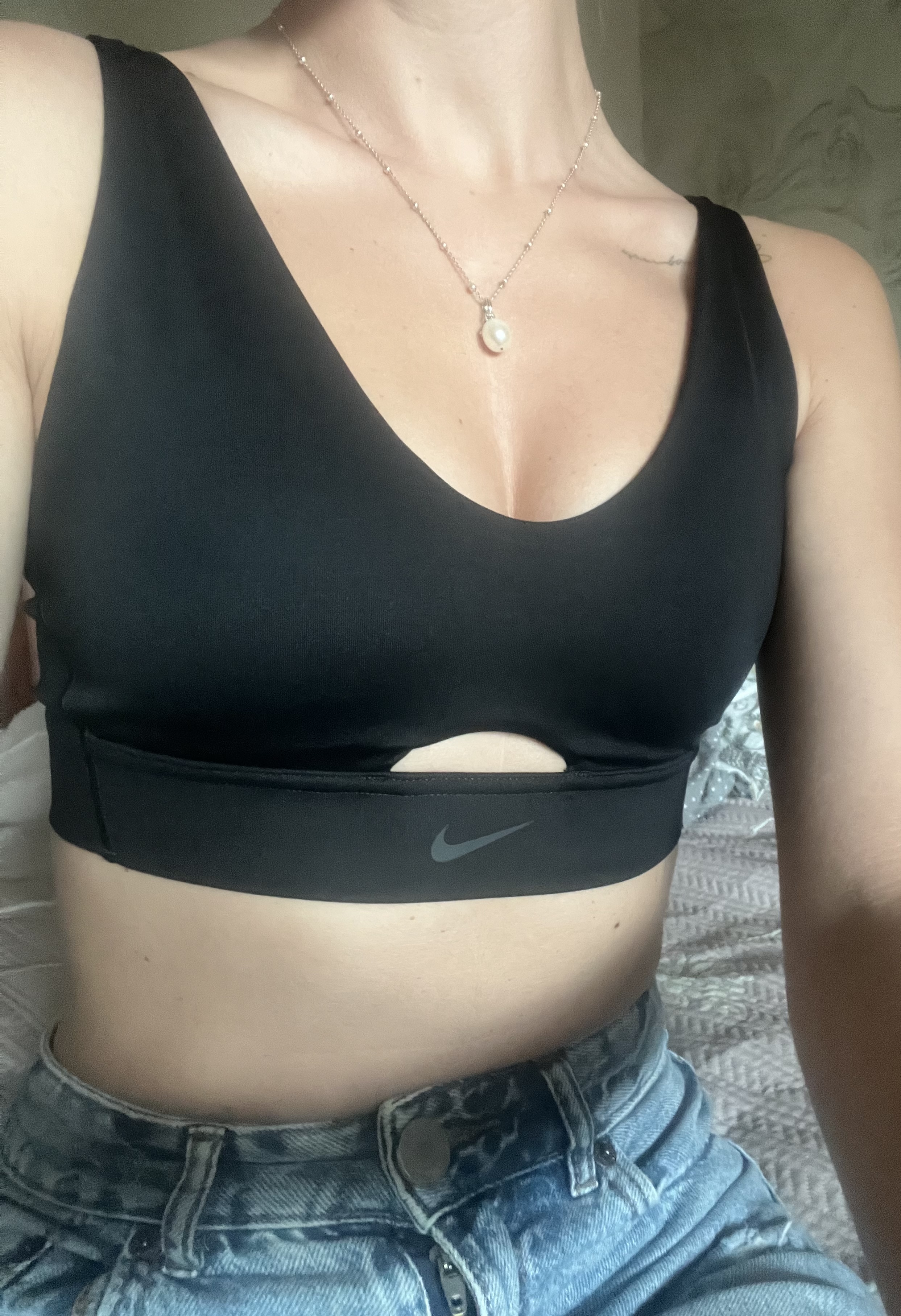 Top W Nk Df Indy Plunge Cutout Bra - Nike - Preto - Oqvestir