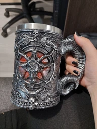 Чашка череп Baphomet с рогами, пентаграмма, 500 мл фото от покупателей 3