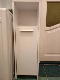 Шкаф для ванной Vicco Kiko, пенал 30x95, белый глянец фото от покупателей 1